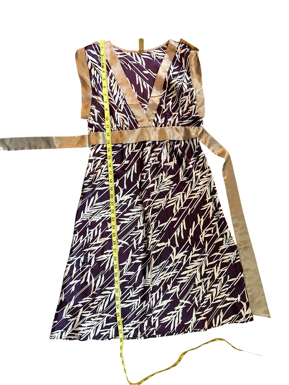 Lush Y2K Gold and Purple Satin Tie Back Dress size Medium AOP All over print - Picture 9 of 9